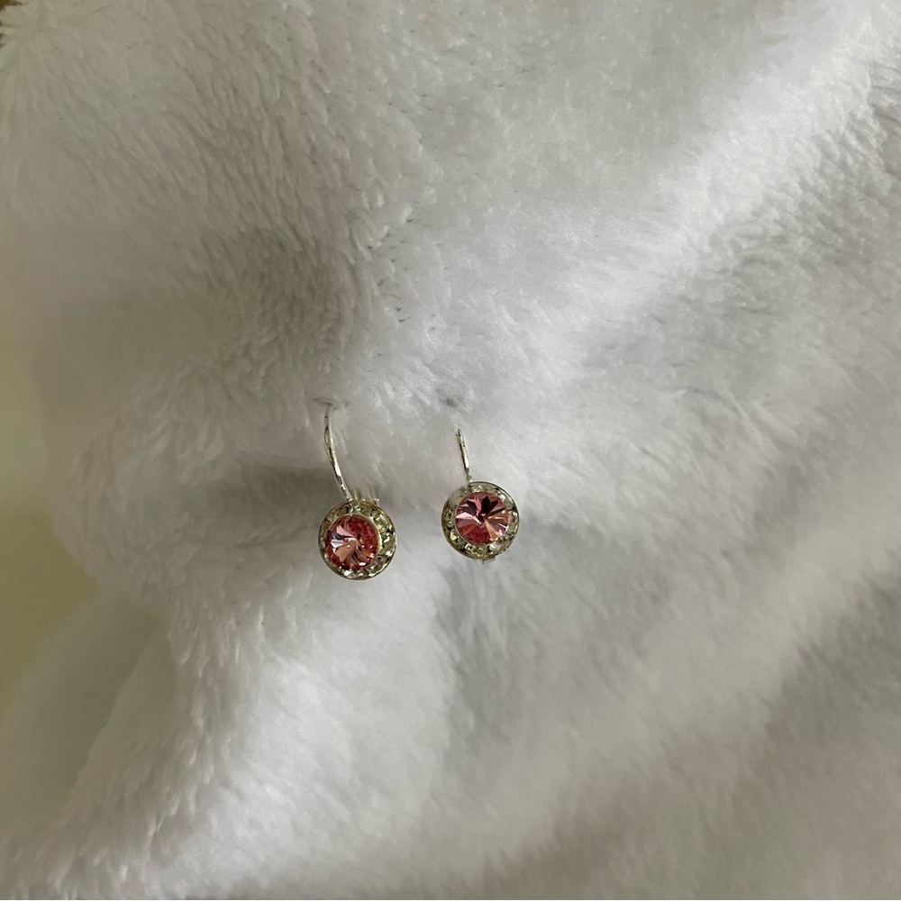 Pink Gemstone Hoop Earrings